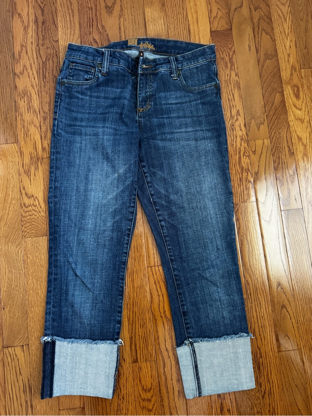 Kut from the Kloth Women's Cropped Cuffed Jeans in Medium Blue